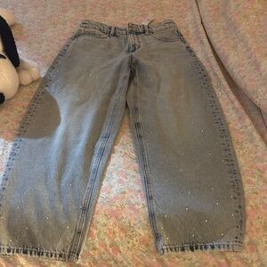Sparkle embellished barrel jeans